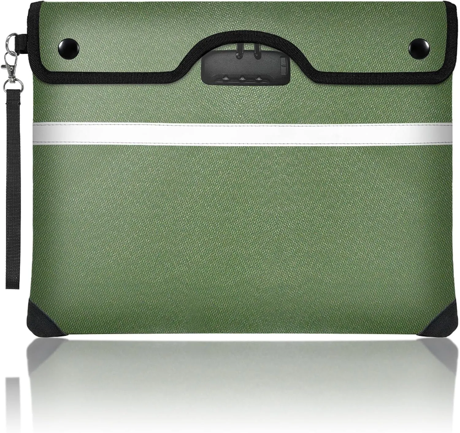 6200°F Fireproof Document Bag with Lock, 15x 11.8 Inch Fire Proof Bag for Documents Storage, Water Resistant Fire Proof Money Bags with Zipper, Fireproof Pouch Cash for Envelope Green