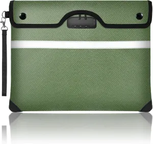 6200°F Fireproof Document Bag with Lock, 15x 11.8 Inch Fire Proof Bag for Documents Storage, Water Resistant Fire Proof Money Bags with Zipper, Fireproof Pouch Cash for Envelope Green