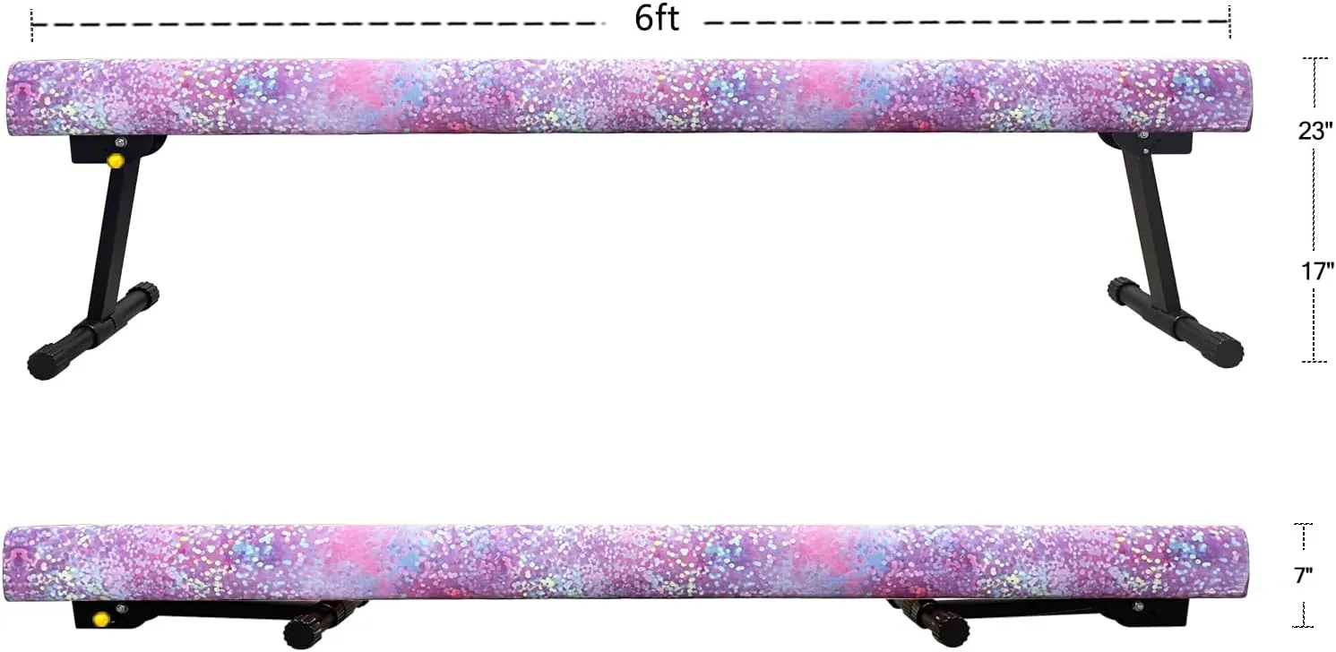 6FT Adjustable&Foldable Gymnastics Balance Beam,Home Gym Equipment,Easy Assembling and Storage,No Tool Require,for Kids Children Girls Training Ages 3-12