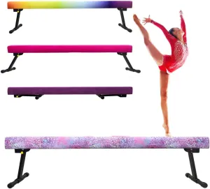 6FT Adjustable&Foldable Gymnastics Balance Beam,Home Gym Equipment,Easy Assembling and Storage,No Tool Require,for Kids Children Girls Training Ages 3-12