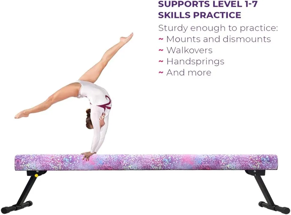 6FT Adjustable&Foldable Gymnastics Balance Beam,Home Gym Equipment,Easy Assembling and Storage,No Tool Require,for Kids Children Girls Training Ages 3-12