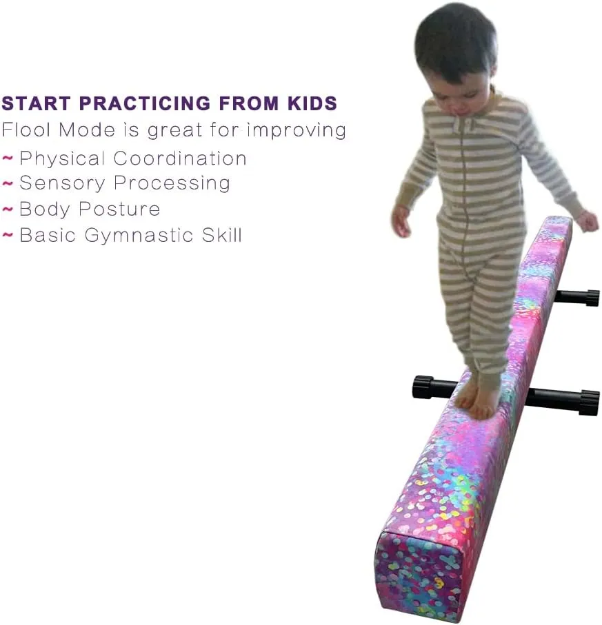 6FT Adjustable&Foldable Gymnastics Balance Beam,Home Gym Equipment,Easy Assembling and Storage,No Tool Require,for Kids Children Girls Training Ages 3-12
