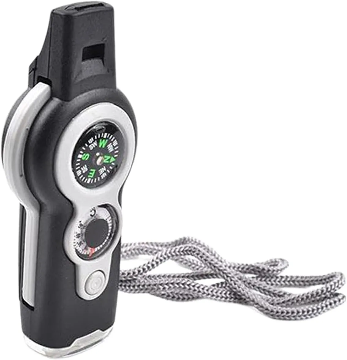 7 in 1 Emergency Survival Whistle Compass Magnifier Lens LED Signal Lights