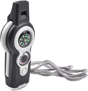 7 in 1 Emergency Survival Whistle Compass Magnifier Lens LED Signal Lights