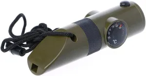 7 in 1 Outdoor Emergency Survival Whistle Compass Multifunction Tool Magnifier Flashlight Storage Thermometer for Camping