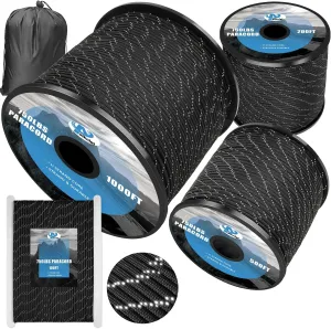 750Ib Reflective Paracord Rope,100' 200' 500' 1000', 4mm 11 Strand Parachute Spool Cord with Collecting Bag, para Cord Lanyard for Hammock, Camping