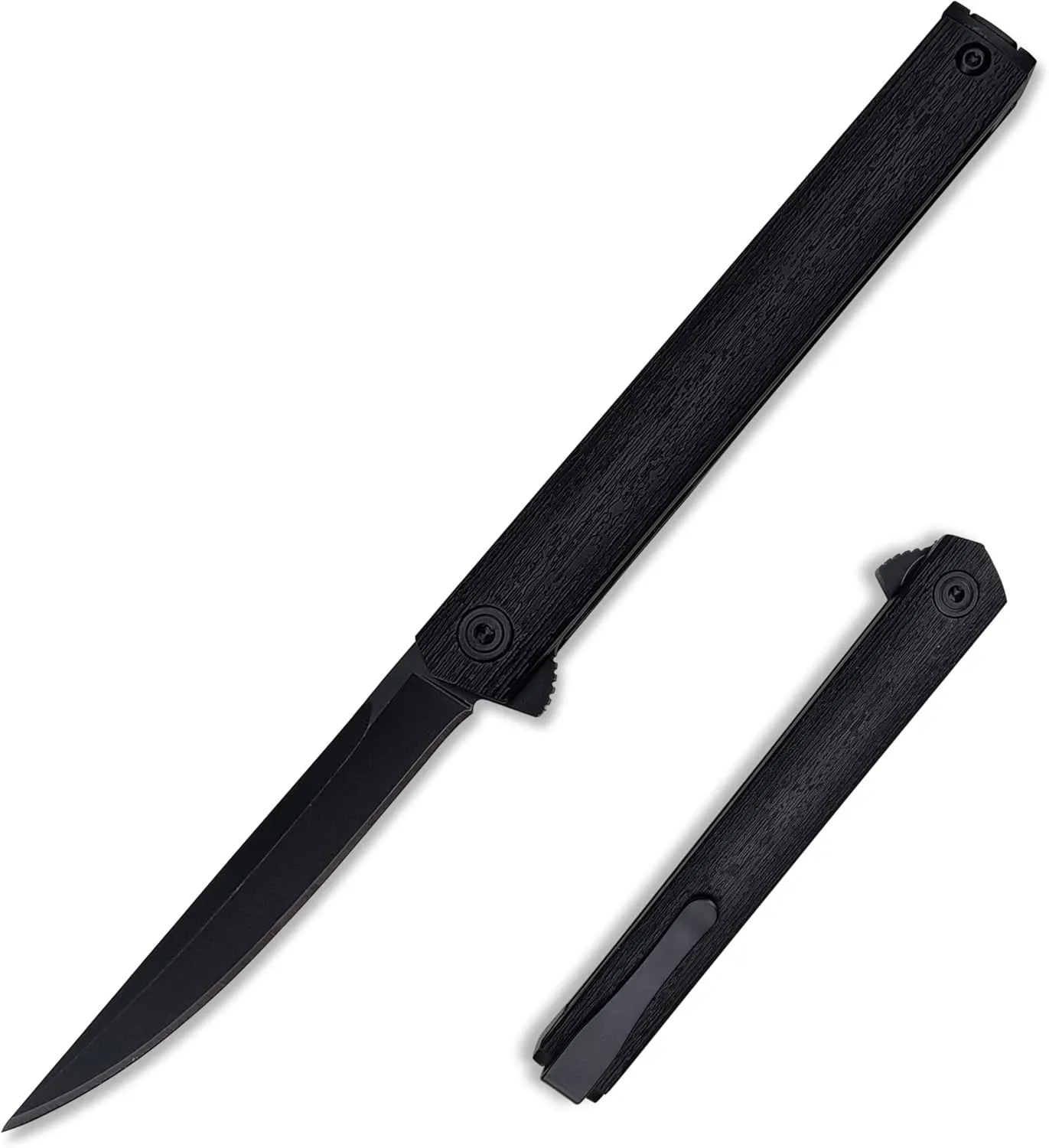 7.76in CEO Flipper Pocket Folding Knife, Liner Lock Knife Gentleman's Knife with Pocket Clip, 8Cr13Mov Steel Black Blade and Nylon Glass Fibre Handle，Camping EDC for Men (black blade)