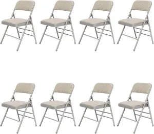 8 Pack Grey Folding Chairs with Fabric Padded Cushion, Fabric Dining Chair Set Portable Indoor Outdoor Stackable Folding Chair for Home Office Events Wedding Party