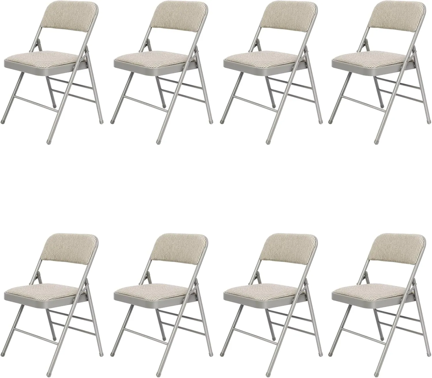 8 Pack Grey Folding Chairs with Fabric Padded Cushion, Fabric Dining Chair Set Portable Indoor Outdoor Stackable Folding Chair for Home Office Events Wedding Party