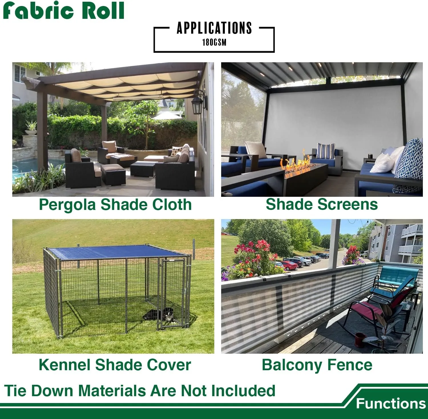 8'x35' Shade Cloth Sun Shade Fabric Roll Replaceable Canopy Pergola Cover UV Block Sunshade Sail Screen for Outdoor Patio Garden Gazebo Porch Deck, Green
