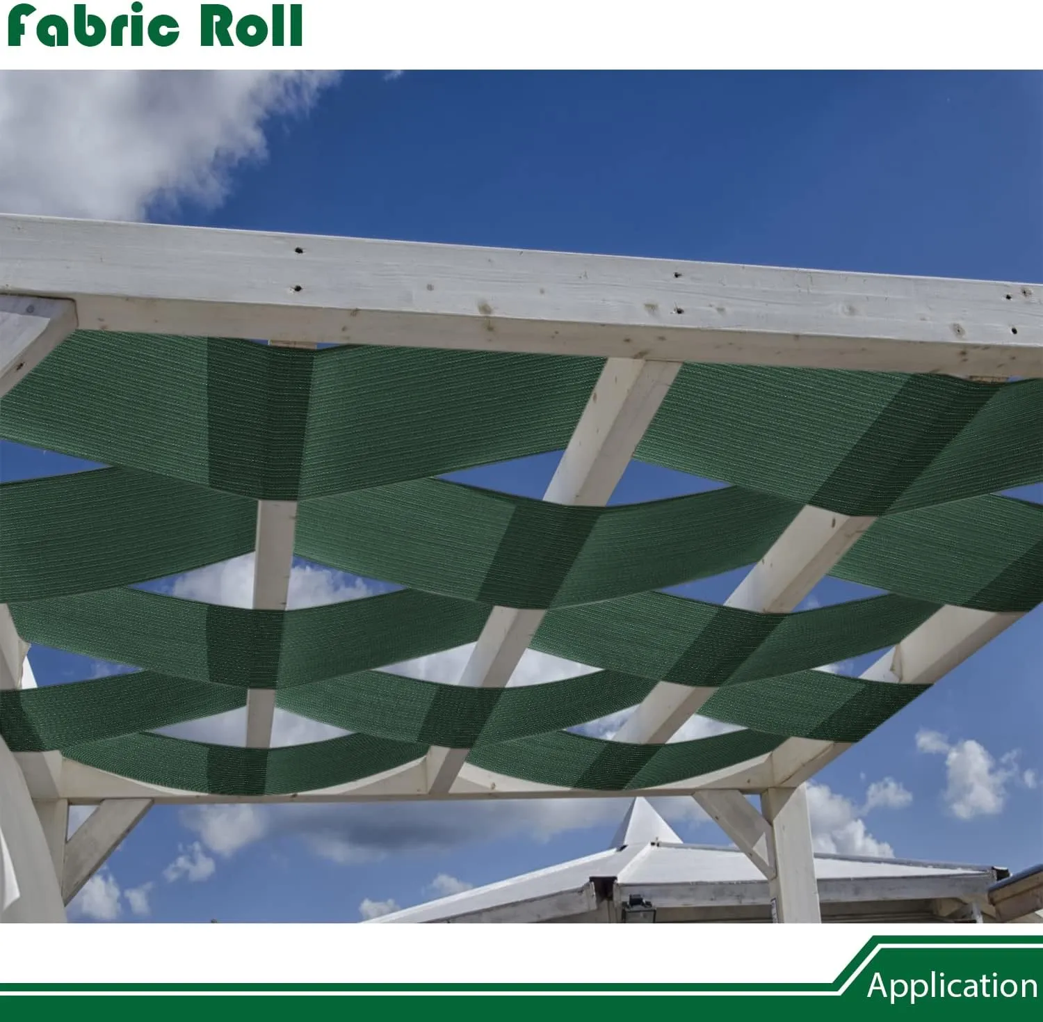 8'x35' Shade Cloth Sun Shade Fabric Roll Replaceable Canopy Pergola Cover UV Block Sunshade Sail Screen for Outdoor Patio Garden Gazebo Porch Deck, Green