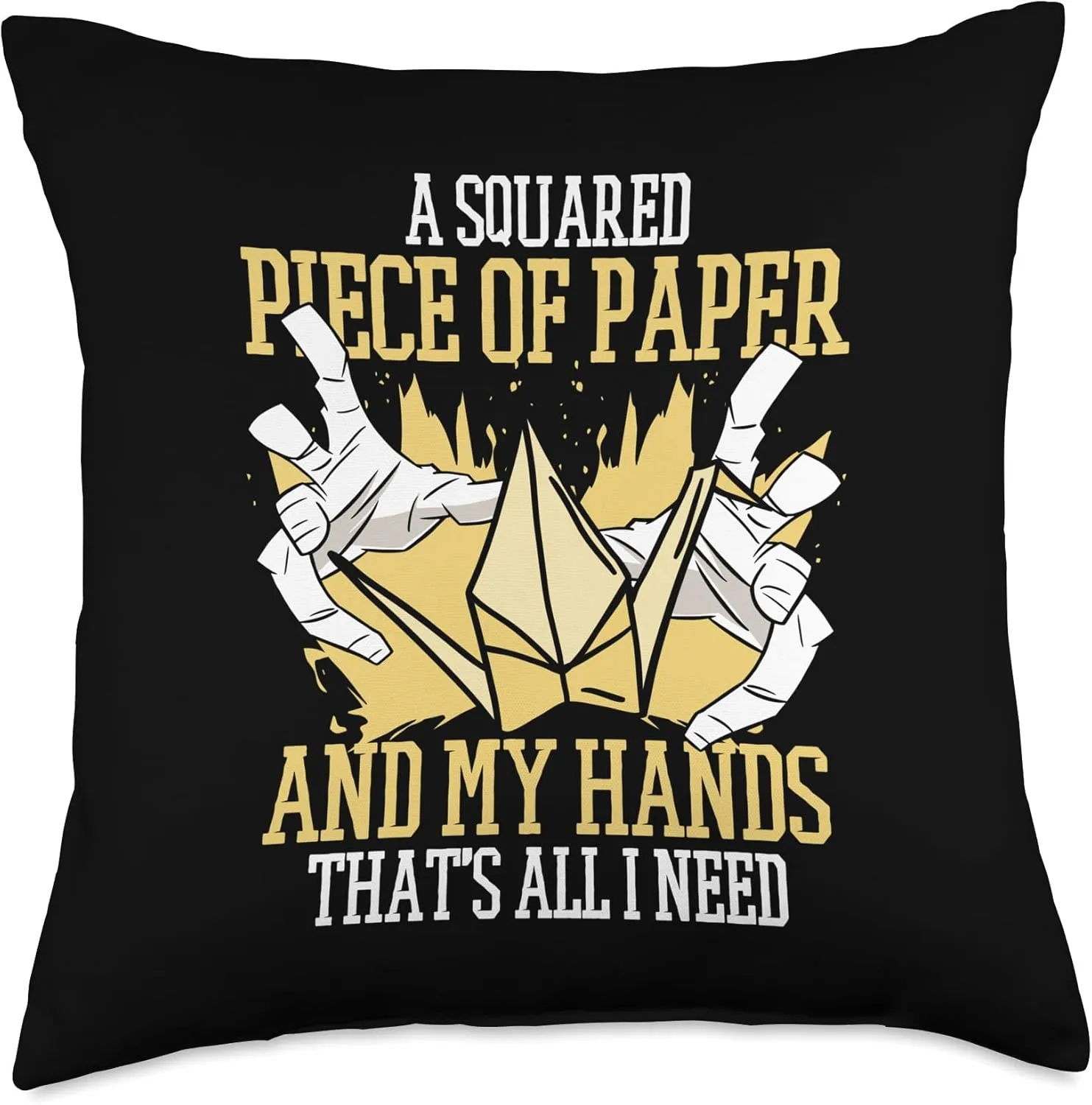 A Squared Piece Paper Crane Folding Owl Origami Throw Pillow, 18x18, Multicolor