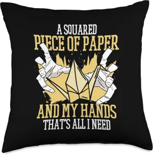 A Squared Piece Paper Crane Folding Owl Origami Throw Pillow, 18x18, Multicolor