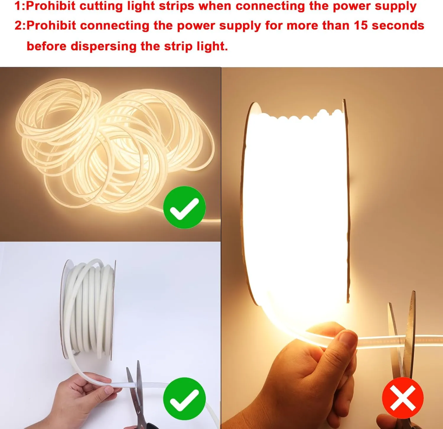AC 110V COB LED Strip Light Outdoor Waterproof 65.6ft, 3000K Warm White Super Bright 200W CRI 90  LED Rope Lights, IP65 Flexible Cuttable, for Bedroom Garden Commercial House