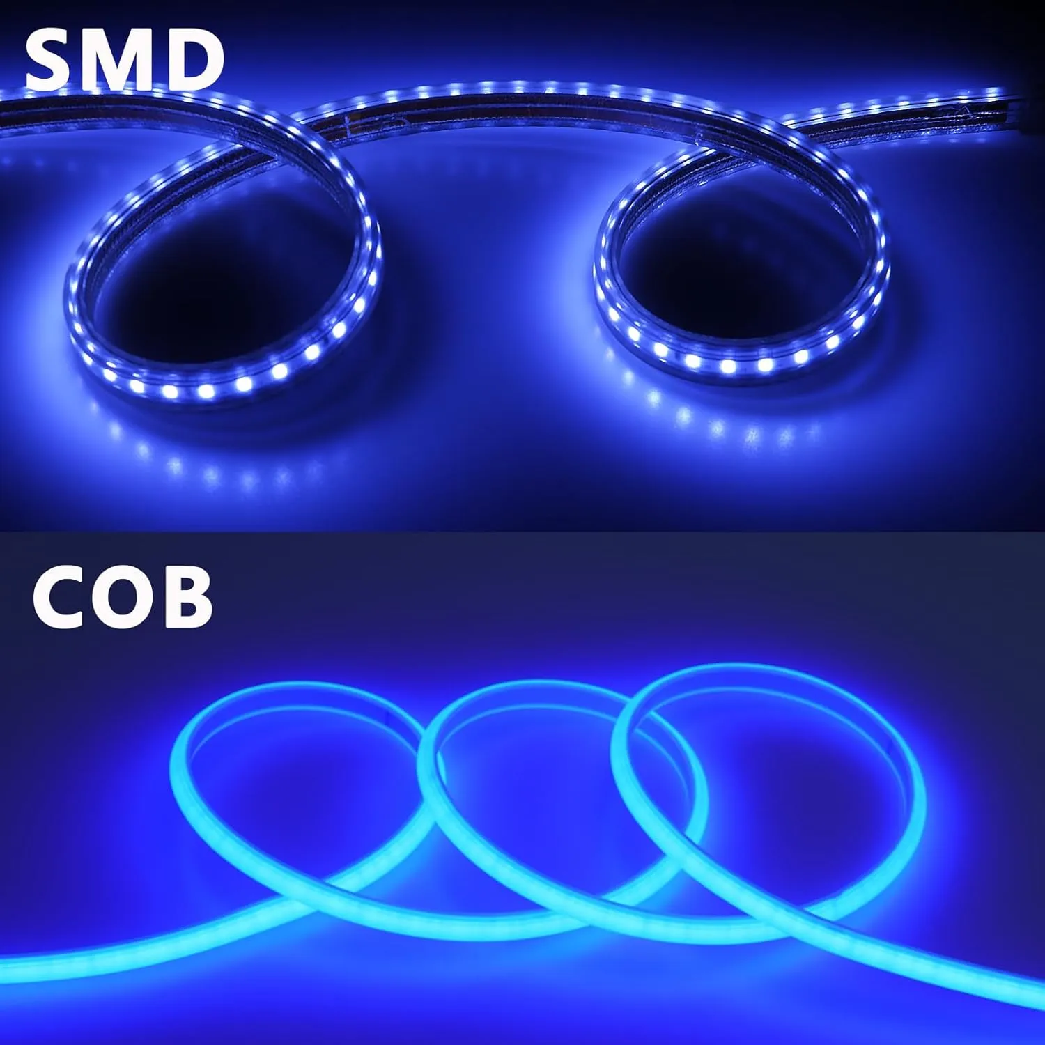 AC 110V COB LED Strip Light Outdoor Waterproof 65.6ft, Blue Super Bright 200W LED Rope Lights, IP65 Flexible Cuttable, for Bedroom Garden Commercial House