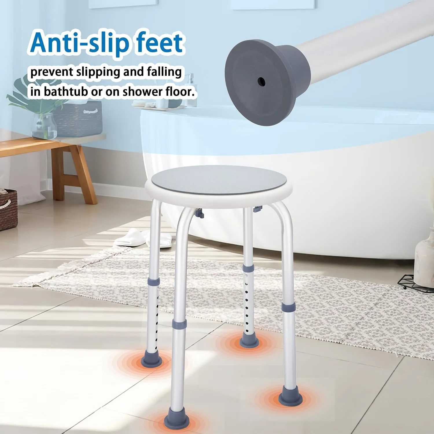 Adjustable Bath Seat, FSA/HSA Compliant Bathroom Bathtub Shower Chair Stool for Elderly and Disabled, Seniors Tub Transfer Bench for Inside Shower