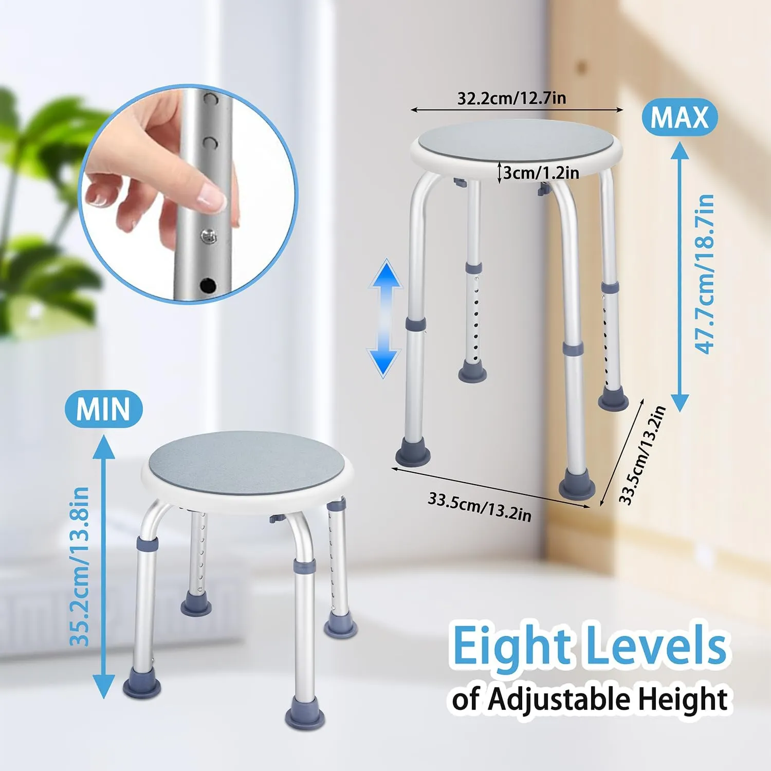 Adjustable Bath Seat, FSA/HSA Compliant Bathroom Bathtub Shower Chair Stool for Elderly and Disabled, Seniors Tub Transfer Bench for Inside Shower