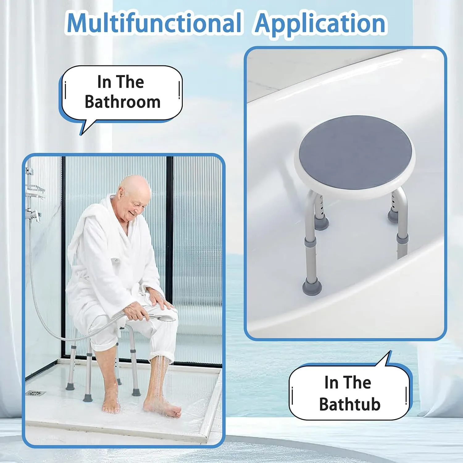 Adjustable Bath Seat, FSA/HSA Compliant Bathroom Bathtub Shower Chair Stool for Elderly and Disabled, Seniors Tub Transfer Bench for Inside Shower