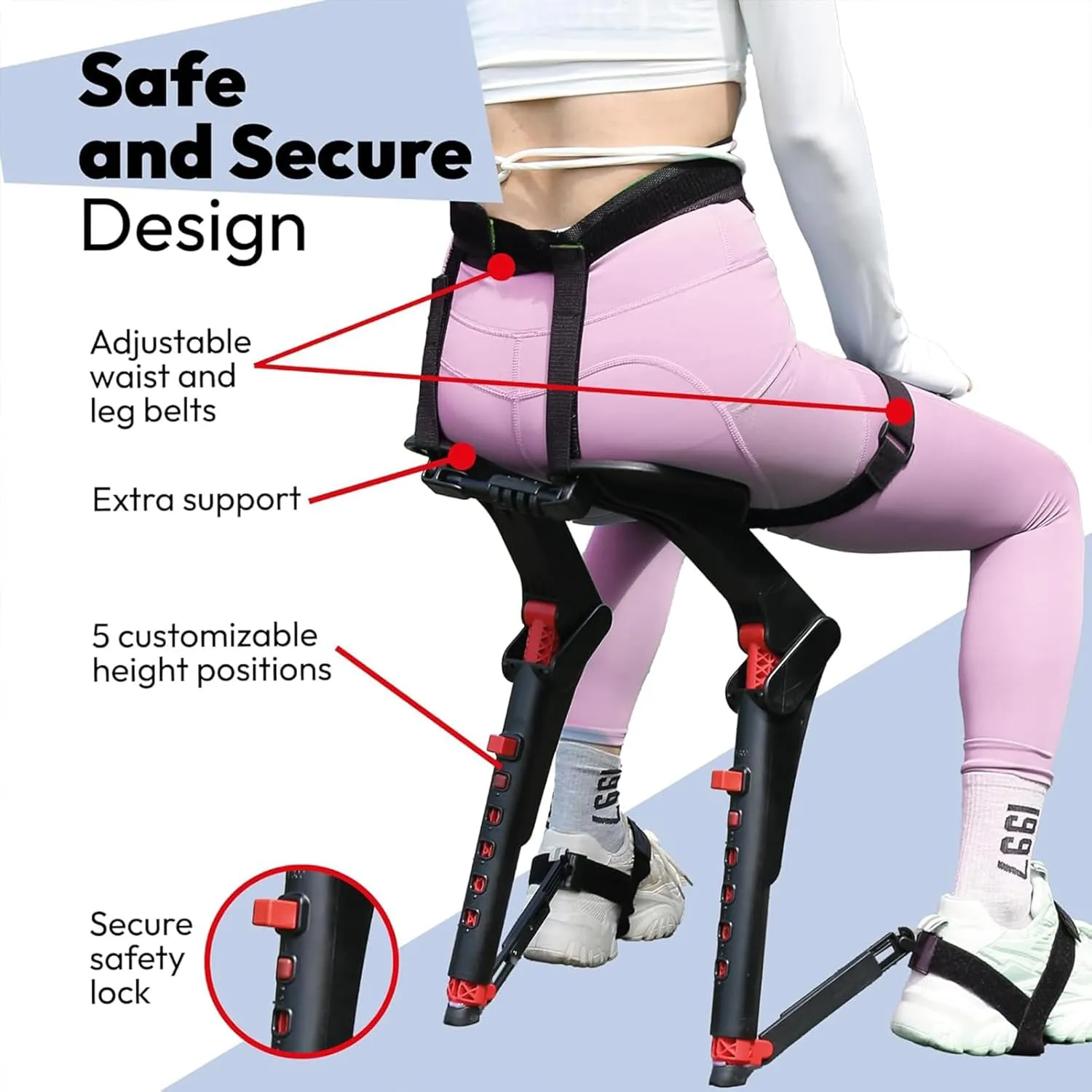 Adjustable Chairless Wearable Invisible Chair, Wearable Chair Invisible Seat,Invisible Chair Wearable Exoskeleton Human Ergonomics Stool ﻿