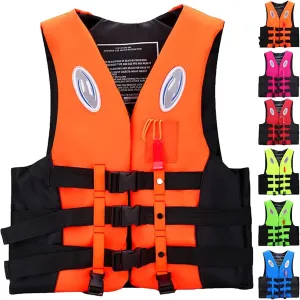 Adjustable Kayak Vest - Paddle Board Buoyancy Vests with Rescue Whistle & 360° Reflective Strips for SUP, Water Sports