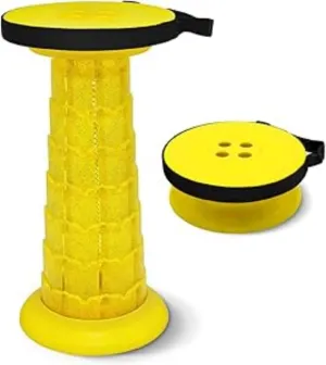 Adjustable Retractable Portable Collapsible Folding Stool for Adults Heavy Duty with Load Capacity 600 pound, foldable Chair Camping Stool for Travel Hunting Fishing BBQ (Yellow 20x10x3 inch )