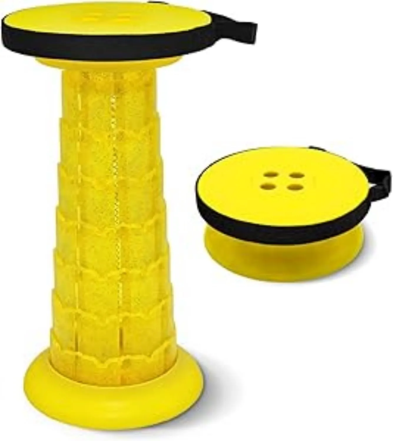 Adjustable Retractable Portable Collapsible Folding Stool for Adults Heavy Duty with Load Capacity 600 pound, foldable Chair Camping Stool for Travel Hunting Fishing BBQ (Yellow 20x10x3 inch )