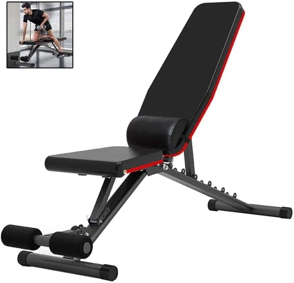 Adjustable Weight Bench Full Body Workout Dumbbell Bench Home Fitness Stool Foldable Abdomen Training Push Plate Multifunctional Dumbbell Stool Bench Press Stool Fitness Equipment