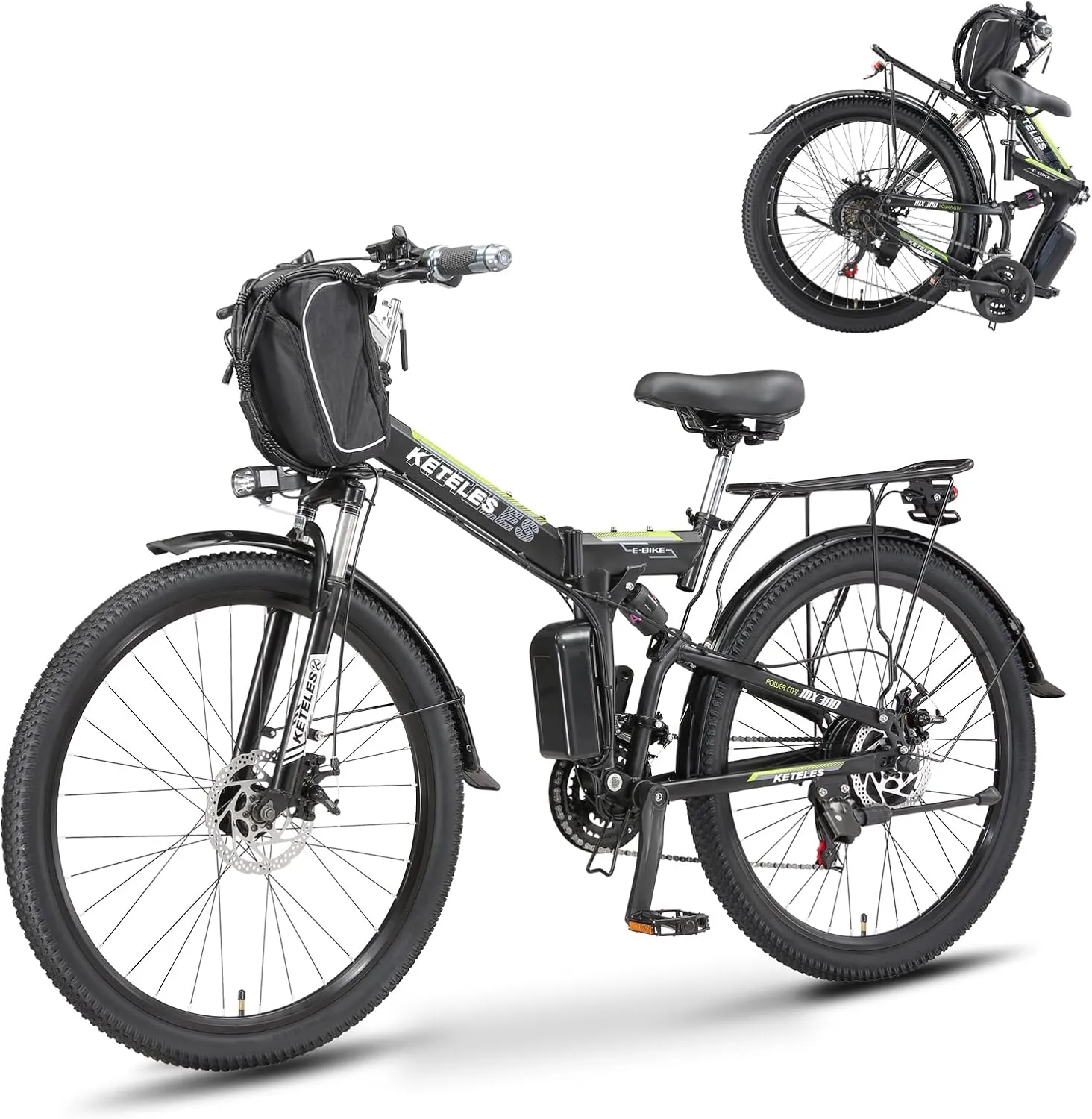 Adult Folding Electric Bicycle 1000W Power 48V20Ah Removable Li-ion Battery 26 Inch All Terrain Tires