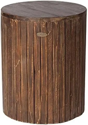 African Adventure Round Garden Stool Reclaimed Acacia, Pine & Rubberwood, Kiln-Dried, Pressure-Treated, Finish May Vary
