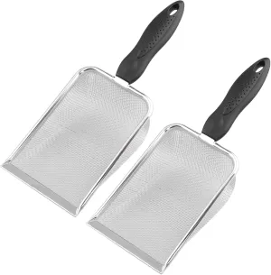 Aiicioo Reptile Stainless Steel Sand Scoop Metal Shovel Sifter Fine Mesh Terrarium Substrate Cleaner Corner Sifter Pooper Scooper Cat Scoop for Reptile Litter Box