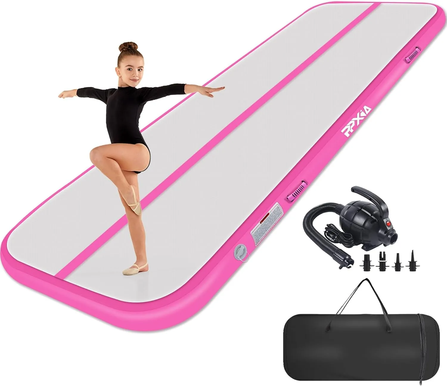 Air Tumble Track Mat 6.6ft 10ft 13ft 16ft 20ft Inflatable Gymnastics Tumbling Mat with Air Pump for Kids Adults, 4/8 inch Thick Gymnastic Mats for Home Use Gym Outdoor Cheerleading Training