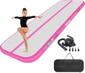 Air Tumble Track Mat 6.6ft 10ft 13ft 16ft 20ft Inflatable Gymnastics Tumbling Mat with Air Pump for Kids Adults, 4/8 inch Thick Gymnastic Mats for Home Use Gym Outdoor Cheerleading Training
