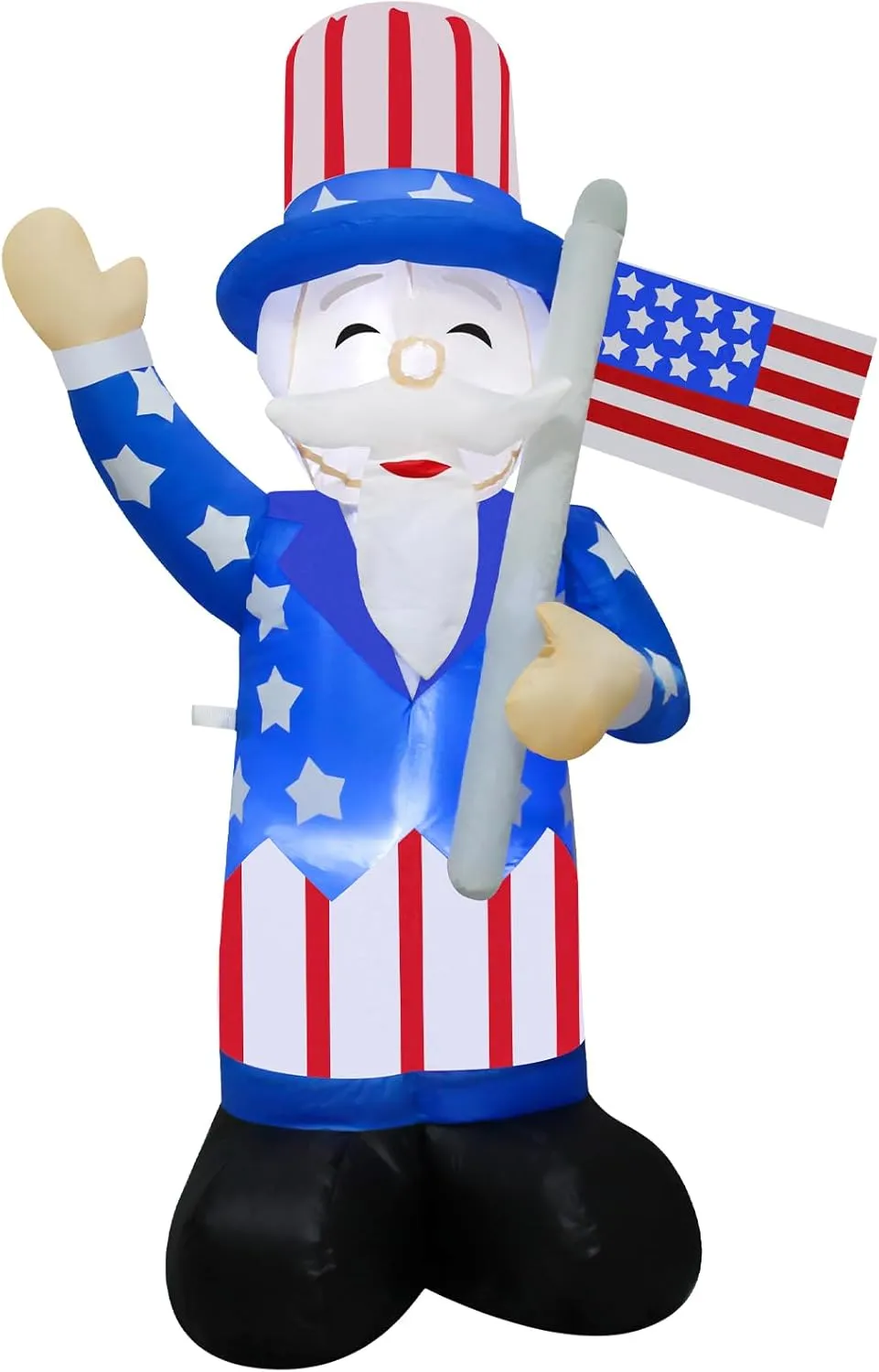 AJY 4 Ft Patriotic Independence Day Inflatable Uncle Sam Holding American Flag Blow Up Indoor Outdoor Yard Lawn Decoration