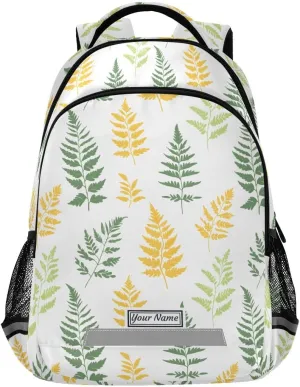 ALAZA Personalized Toddler Backpack School Girls Boys Bookbag Kids Bags Ferns Green Yellow Leaves Children Student Daypack Travel Teen Name Customized