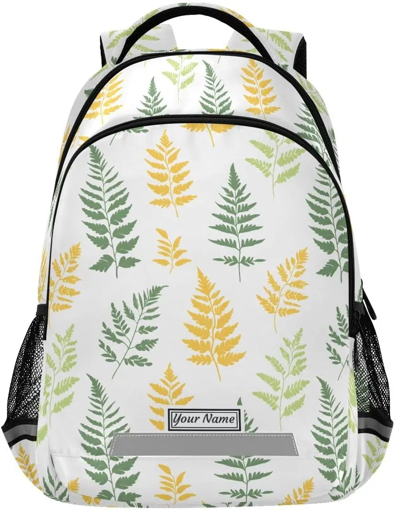 ALAZA Personalized Toddler Backpack School Girls Boys Bookbag Kids Bags Ferns Green Yellow Leaves Children Student Daypack Travel Teen Name Customized