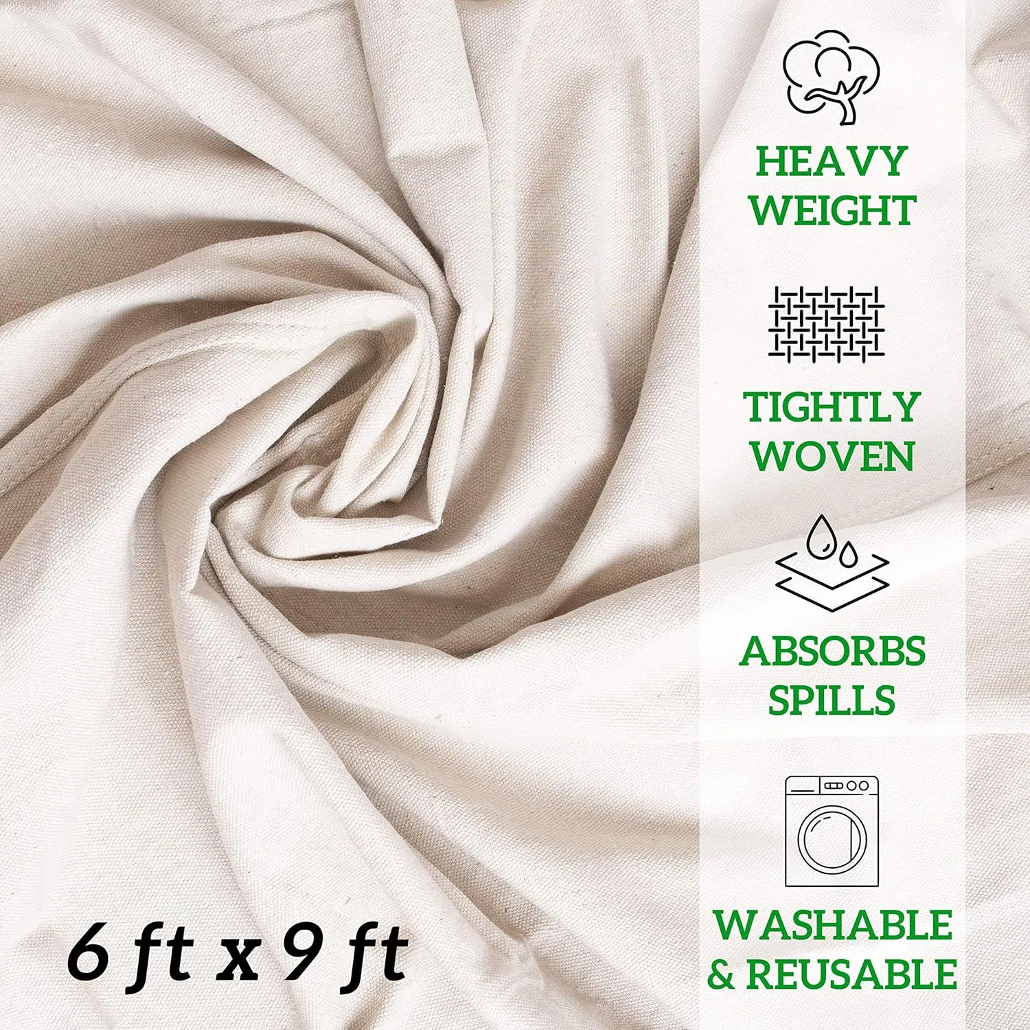All Purpose Canvas Drop Cloth - Canvas Tarp, Canvas Fabric Drop Cloth Curtains, Drop Cloth for Painting, Floor & Furniture Protection, Painters Drop Cloth, Paint Drop Cloth (Canvas Sheet 6x9)