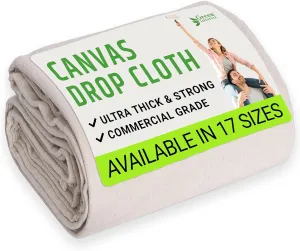 All Purpose Canvas Drop Cloth - Canvas Tarp, Canvas Fabric Drop Cloth Curtains, Drop Cloth for Painting, Floor & Furniture Protection, Painters Drop Cloth, Paint Drop Cloth (Canvas Sheet 6x9)