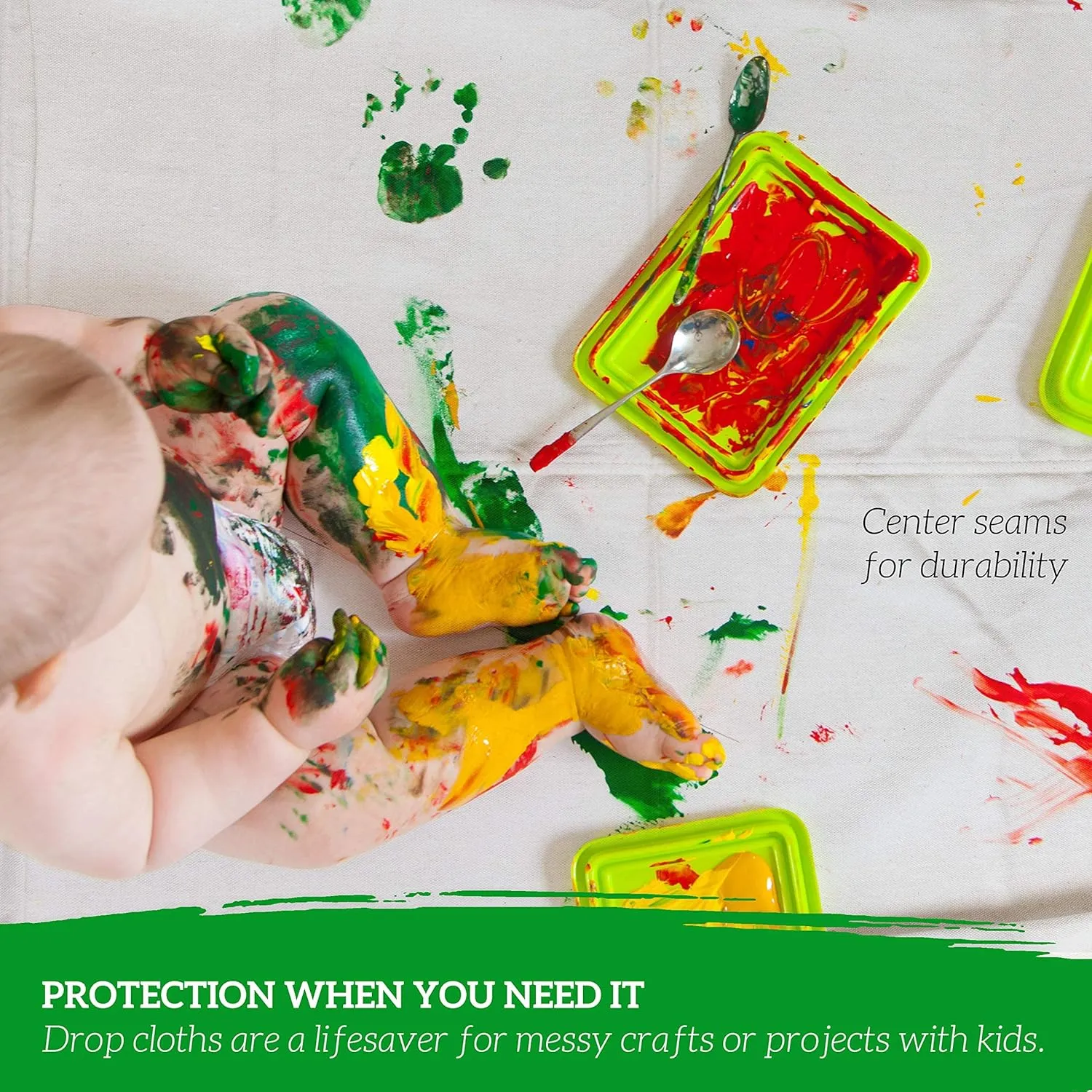 All Purpose Canvas Drop Cloth - Canvas Tarp, Fabric Drop Cloth Curtains, Drop Cloth for Painting, Floor & Furniture Protection, Painters Drop Cloth, Paint Drop Cloth (Canvas Sheet 4x12)