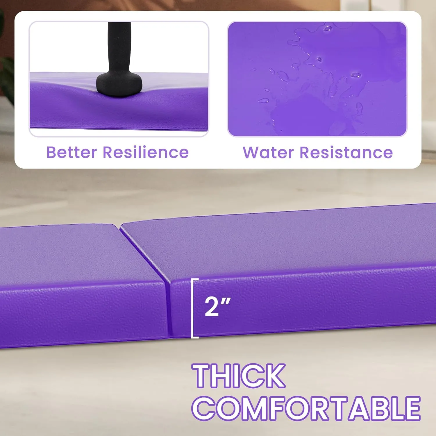 All Purpose Extra Thick High Density Anti Tear Gymnastics Gym Folding Exercise Aerobics Mats, Multiple Sizes and Colors Available