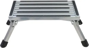 Aluminum Folding Platform Steps RV Step Stool with Anti-Slip Surface & Rubber Feet for Motorhome, Trailer, SUV, Also for Kitchen & Office, 440LB Capacity Gray