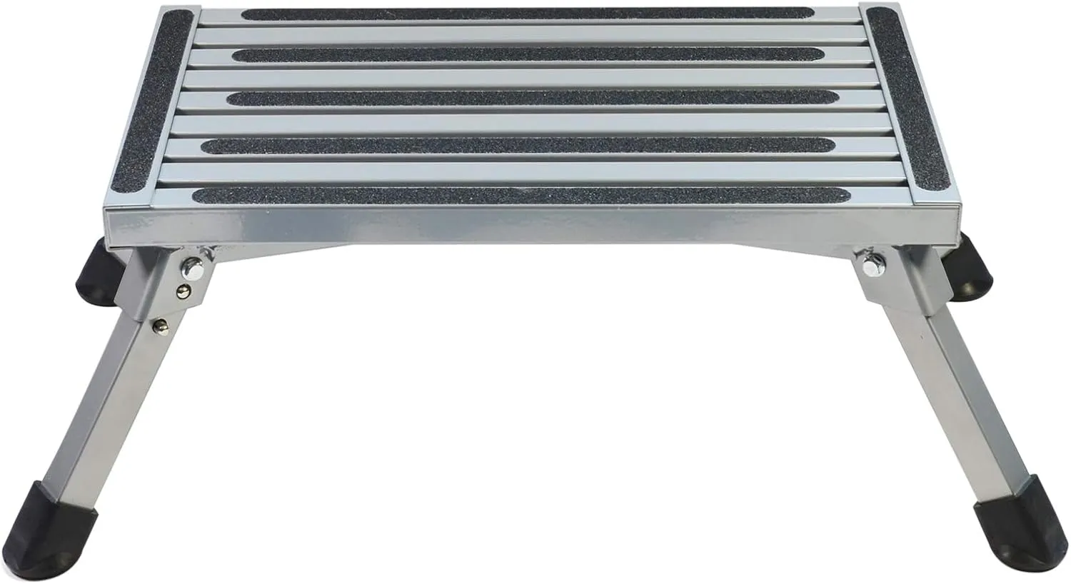 Aluminum Folding Platform Steps RV Step Stool with Anti-Slip Surface & Rubber Feet for Motorhome, Trailer, SUV, Also for Kitchen & Office, 440LB Capacity Gray
