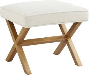 Amazon Basics Small Ottoman Foot Rest, Mid-Century Modern X Square Polyester Foot Stool, Linen, Ivory White, 18"D x 19.8"W x 18.3"H (Previously Rivet Brand)