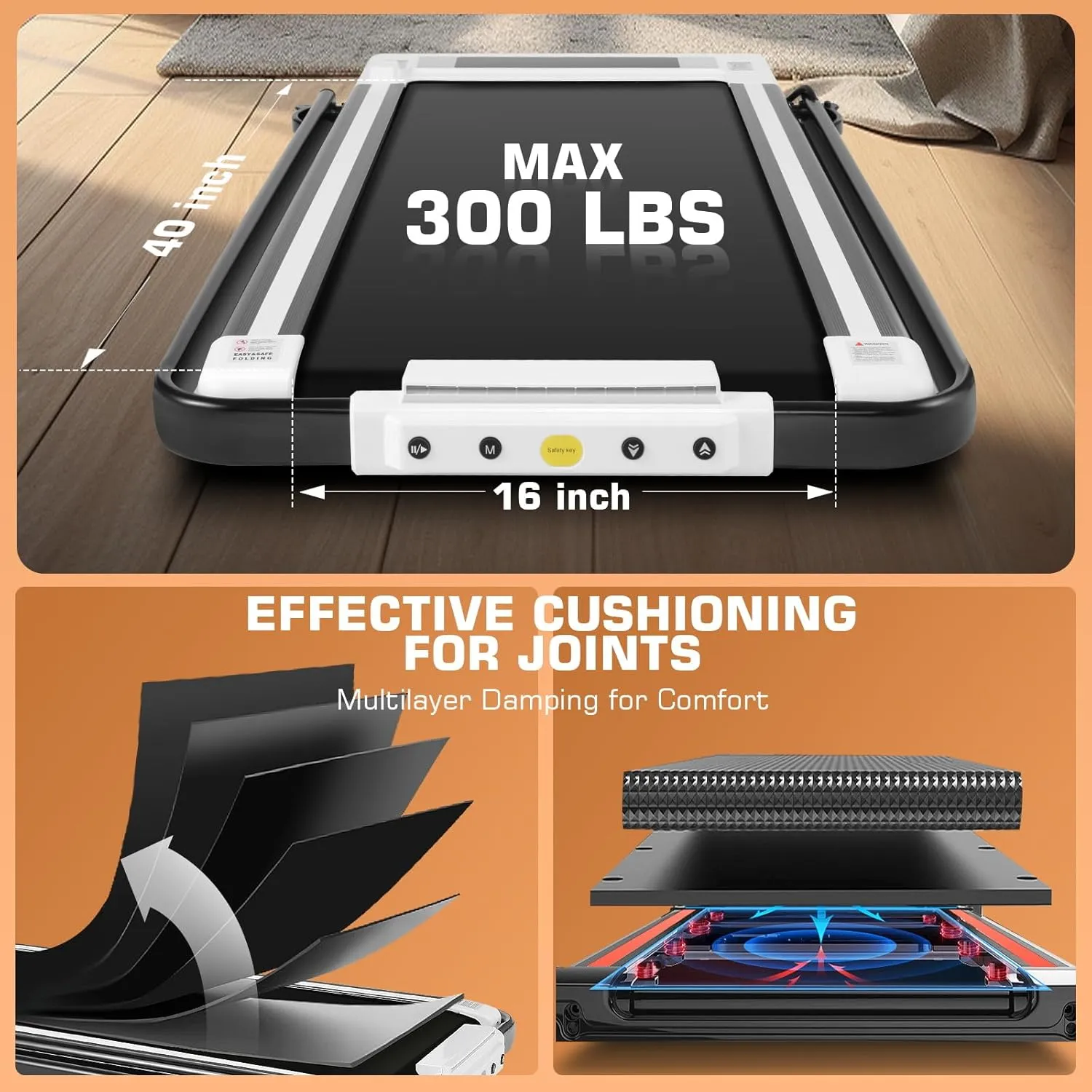 ANCHEER Treadmills with Incline, Under Desk /2s Folding/Max 300 lb Capacity-Walking Pad/Compact Electric Treadmill for Home/Gym/Office with LED Touch Screen/Remote Watch