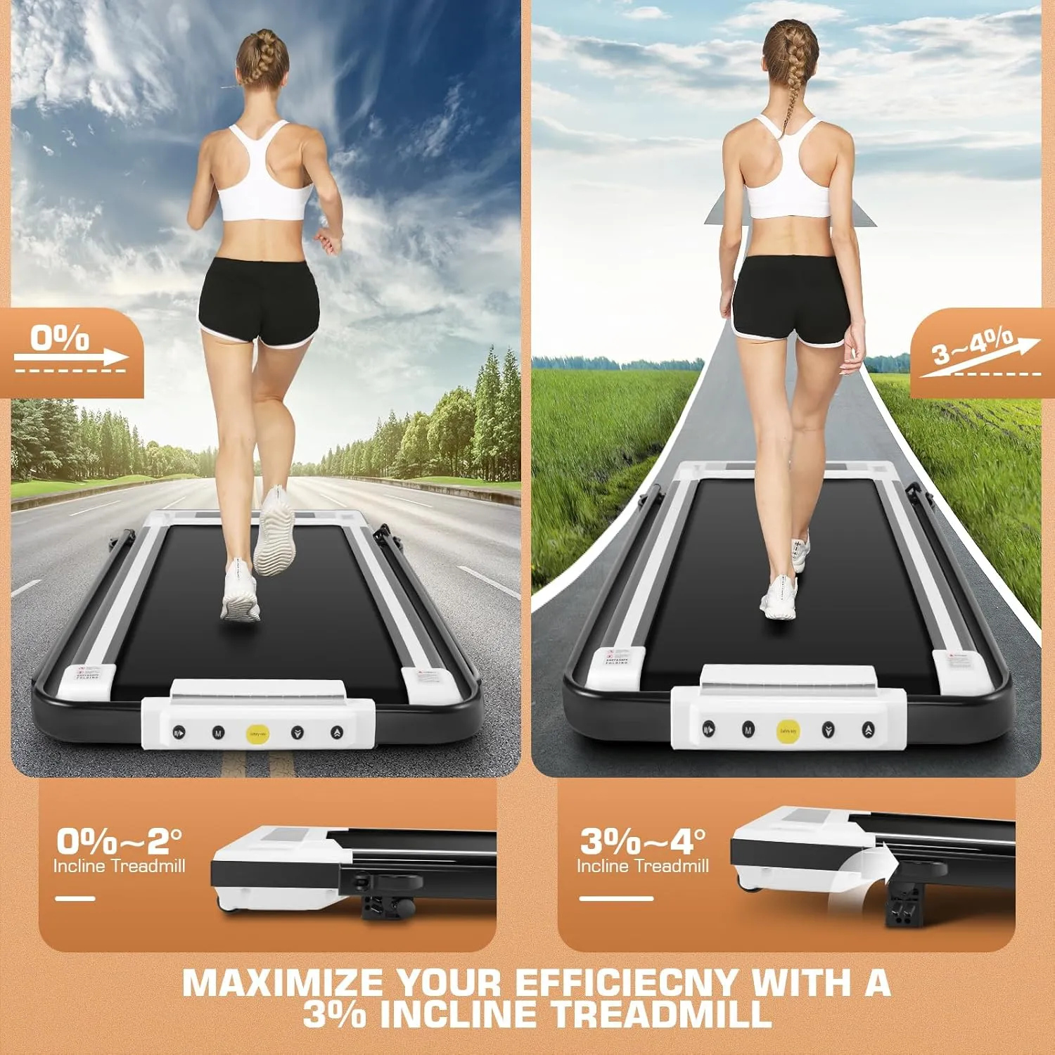 ANCHEER Treadmills with Incline, Under Desk /2s Folding/Max 300 lb Capacity-Walking Pad/Compact Electric Treadmill for Home/Gym/Office with LED Touch Screen/Remote Watch