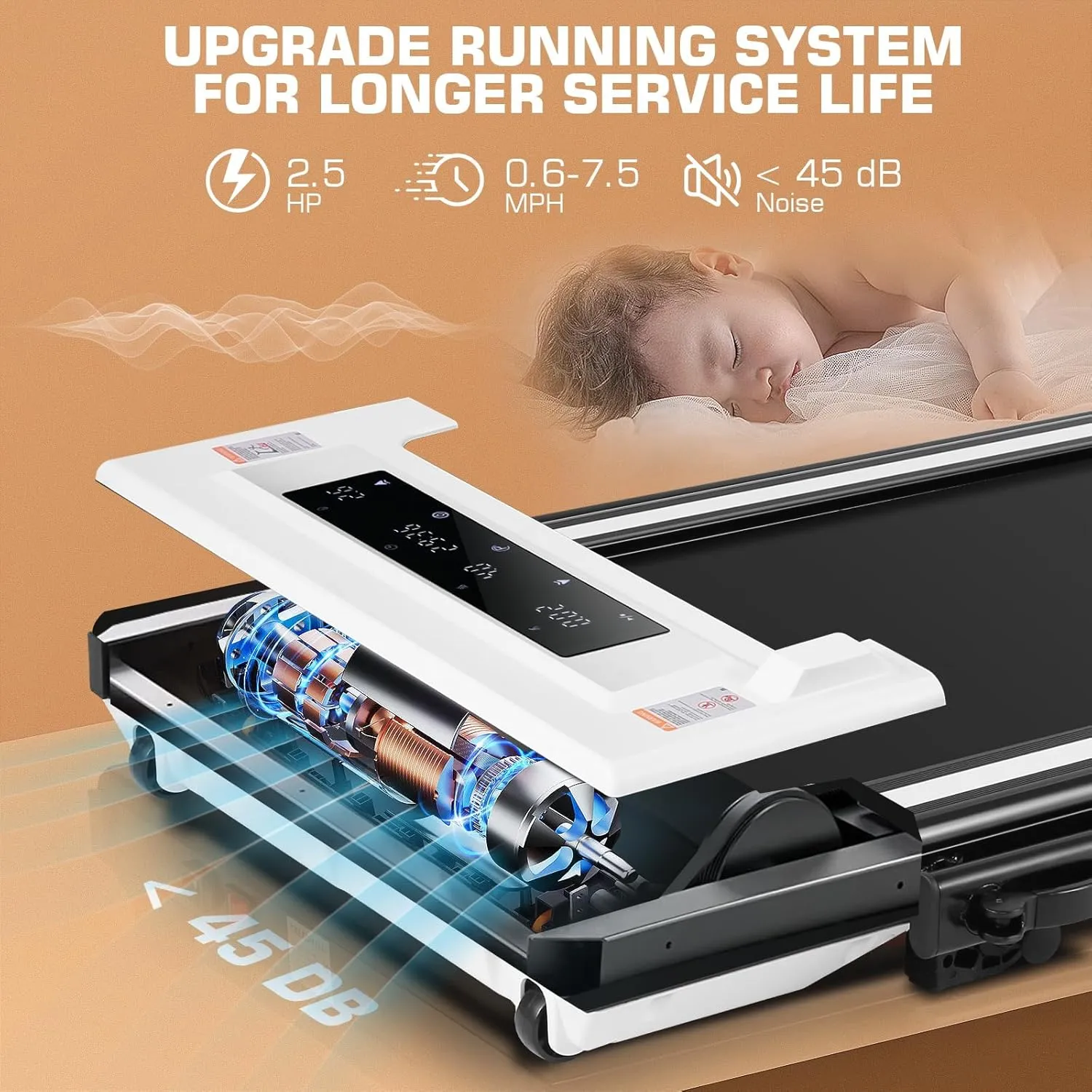 ANCHEER Treadmills with Incline, Under Desk /2s Folding/Max 300 lb Capacity-Walking Pad/Compact Electric Treadmill for Home/Gym/Office with LED Touch Screen/Remote Watch