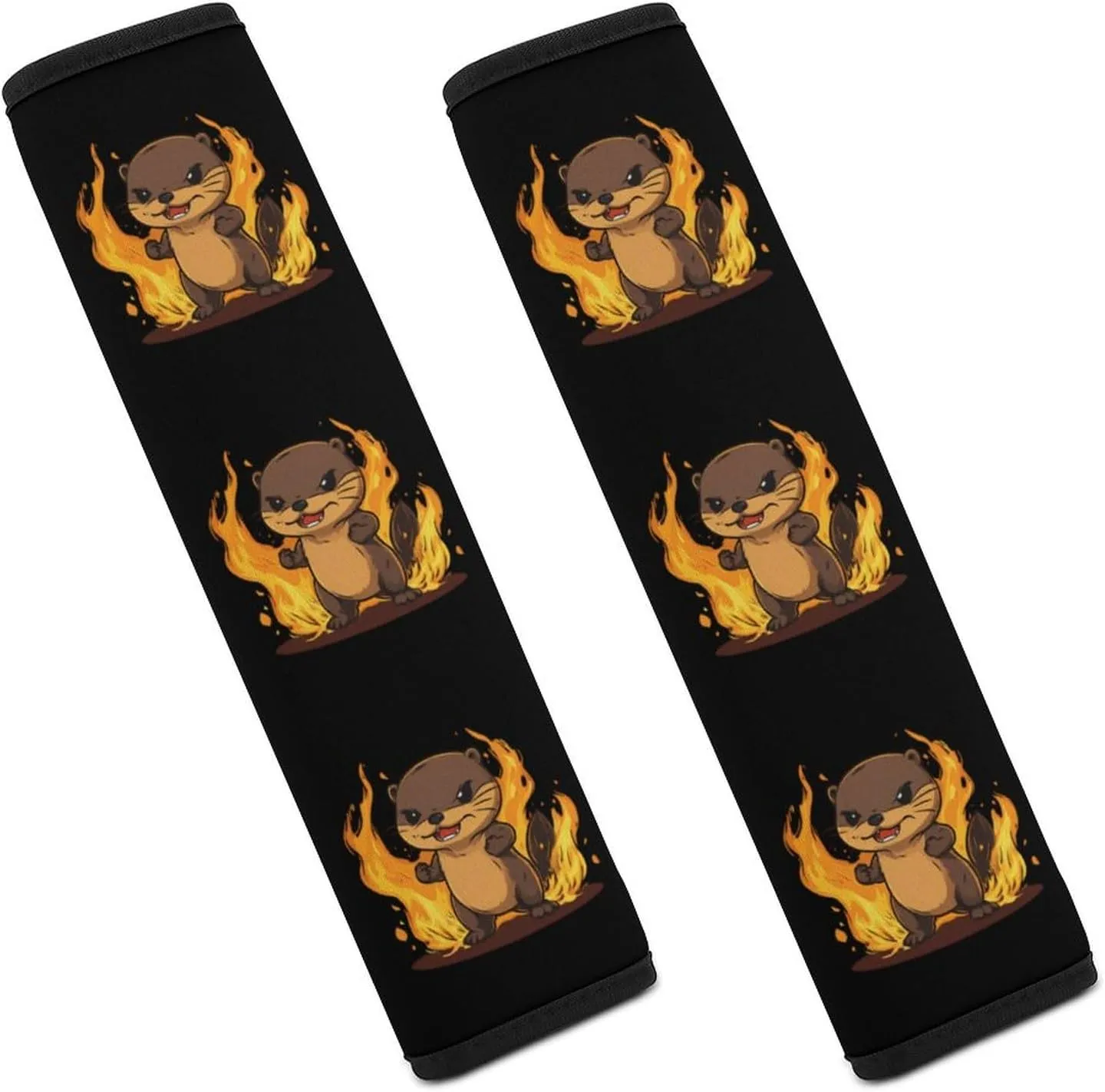 Angry Fire Otter Fashion Car Seat Belt Cover Pad for Shoulder Bag Camera Soft Comfort Accessories 2PCS