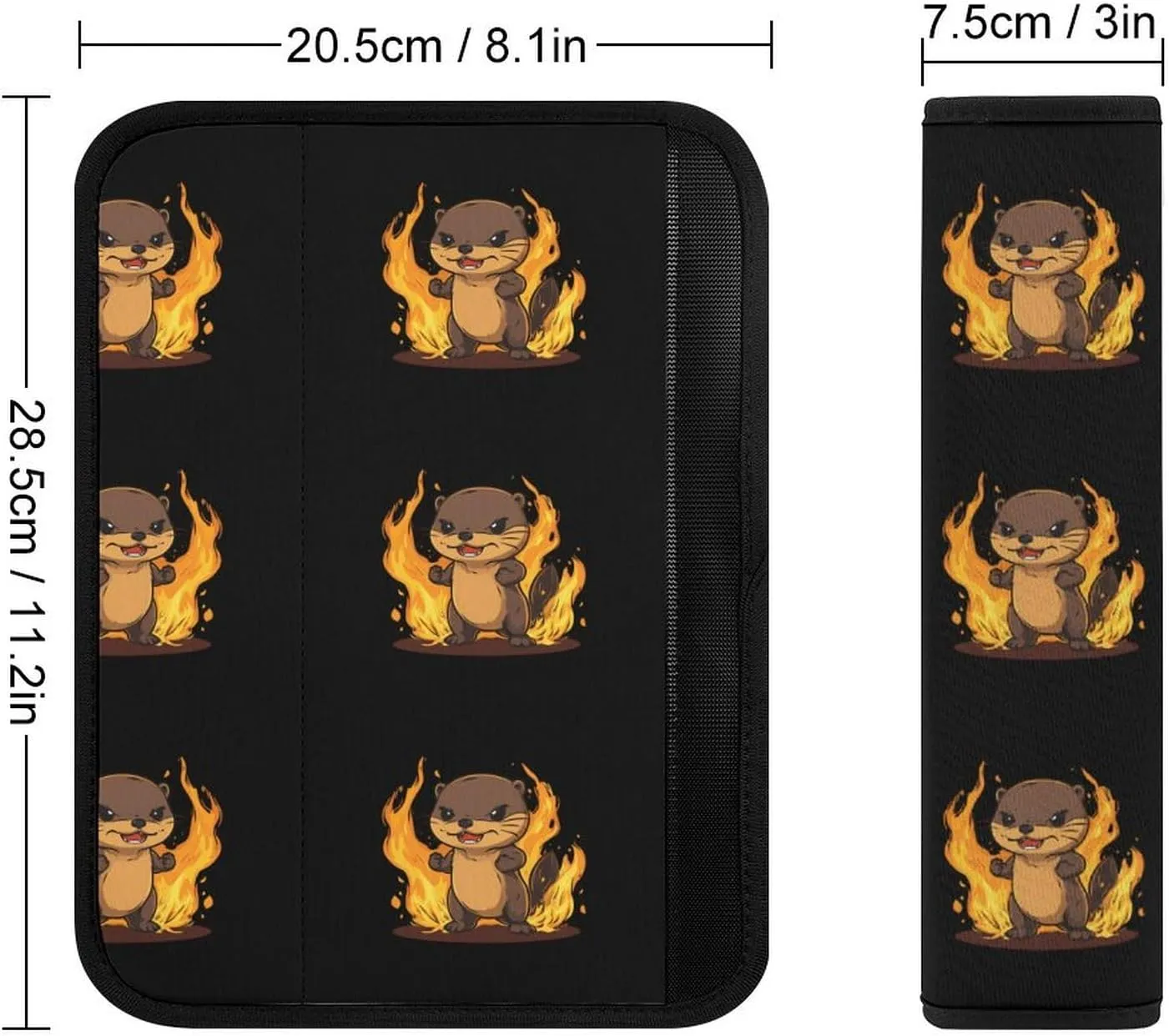 Angry Fire Otter Fashion Car Seat Belt Cover Pad for Shoulder Bag Camera Soft Comfort Accessories 2PCS