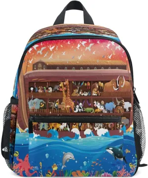 Animals on Noah's Ark Toddler Backpack for Kids-Boy's/Girl's Cute Children Kindergarten School Book Bag with Chest Strap