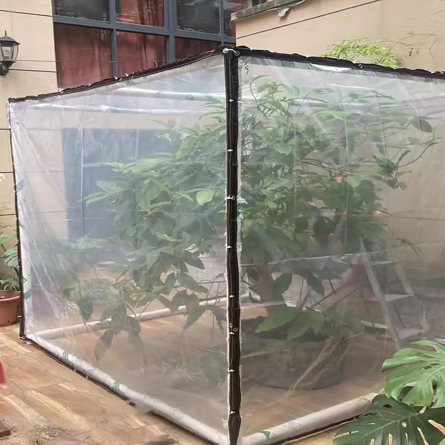 Anti-Tear Thin Cover,Transparent Waterproof Tarpaulin,Transparent Heavy Duty Water Resistant Tarp Cover,for Outdoor, Camping & Construction, Clear(16x16 ft(5x5m))