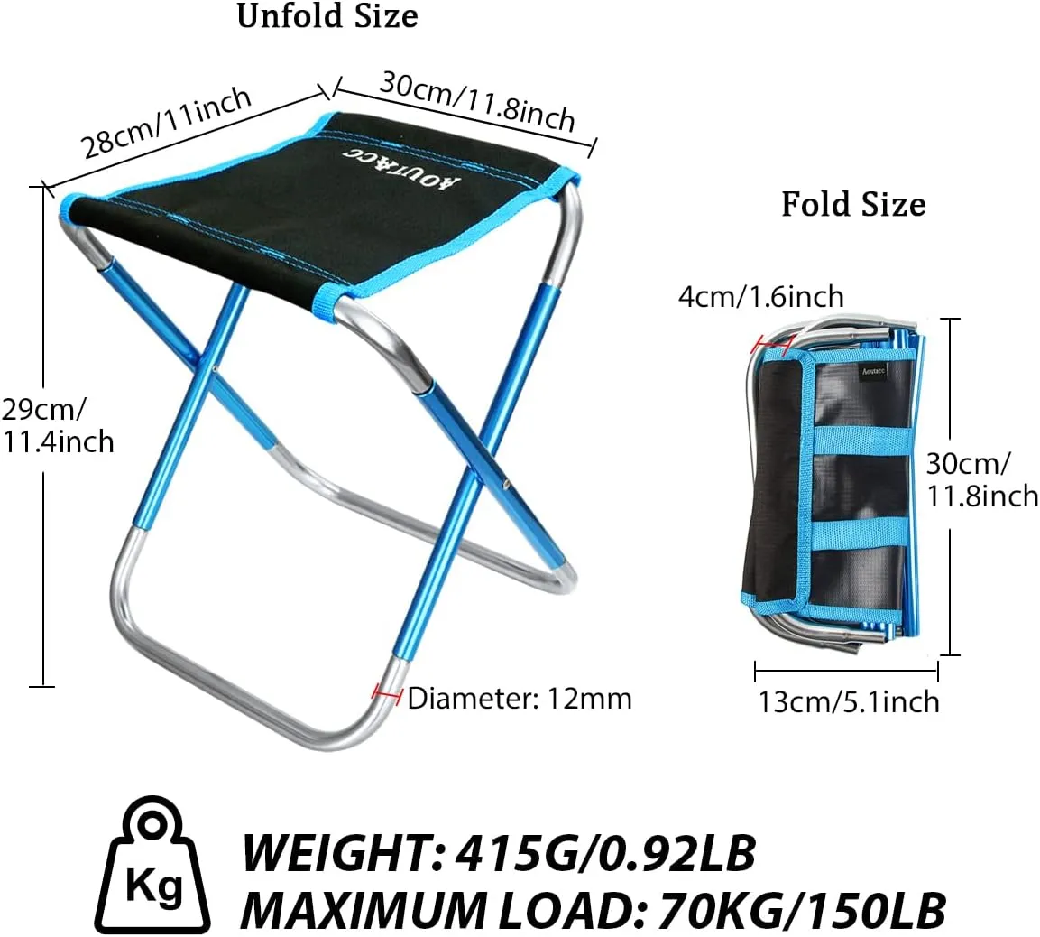 AOUTACC Ultralight Portable Folding Camping Stool for Outdoor Fishing Hiking Backpacking Travelling(XL:13"x14"x15";Large:11.8"x11"x11.4"; Medium:8.3"x9.5"x 11")